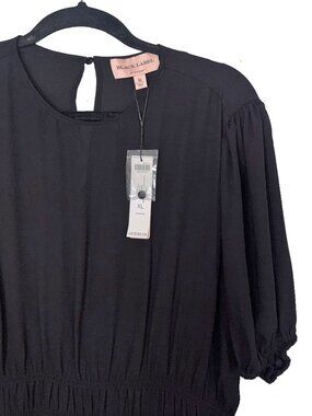 Black Label by Chico's Black Georgette Gathered Dress - Size XL - NWT